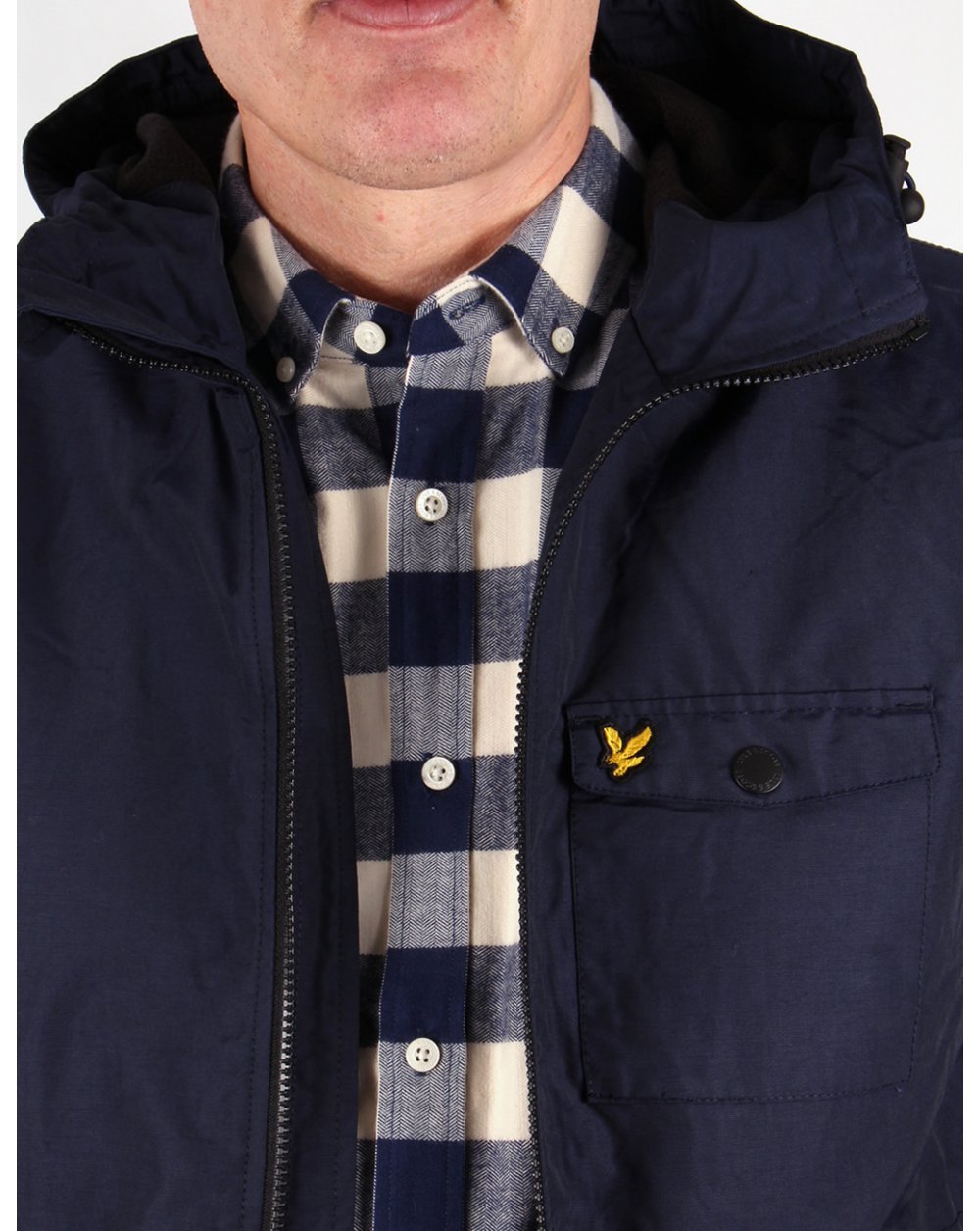 Lyle And Scott Herringbone Check Flannel Over Shirt Ivory/navy