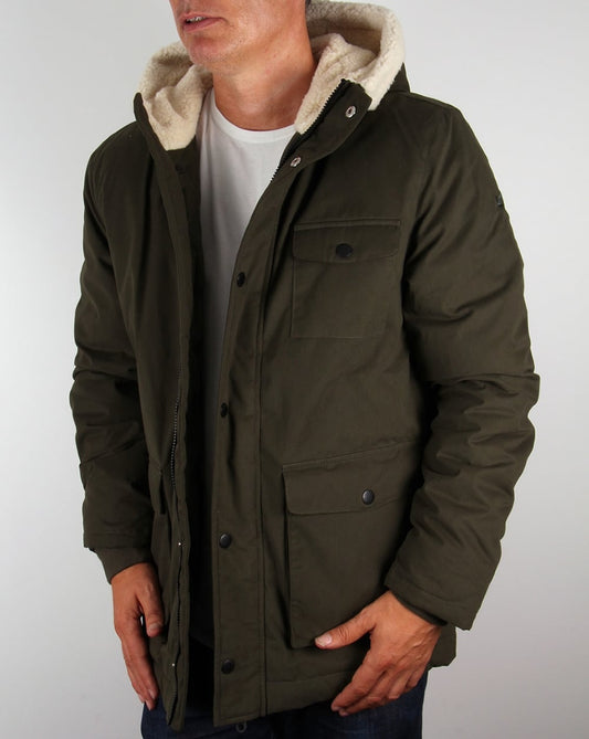 Lyle and Scott Lyle And Scott – Parka mit Shearling-Futter in dunklem Salbeigrün