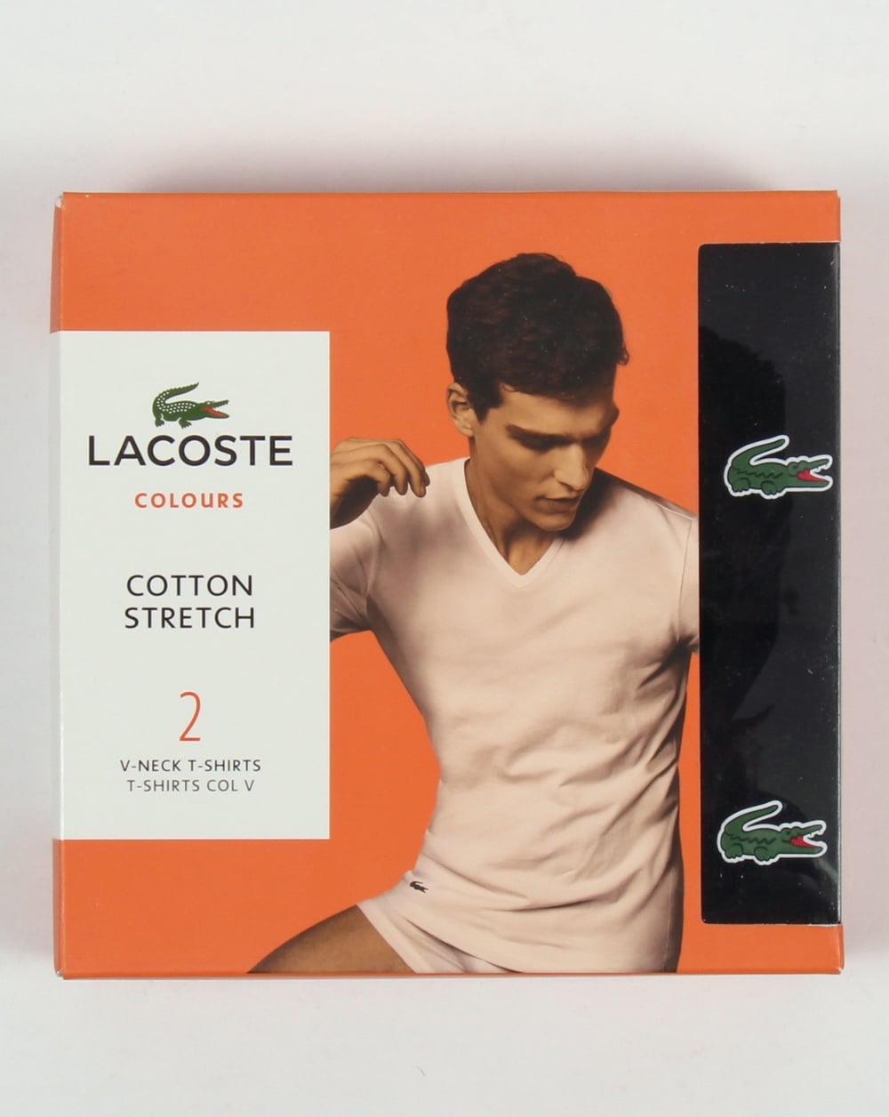 Lacoste Twin Pack V Neck T Shirts Black