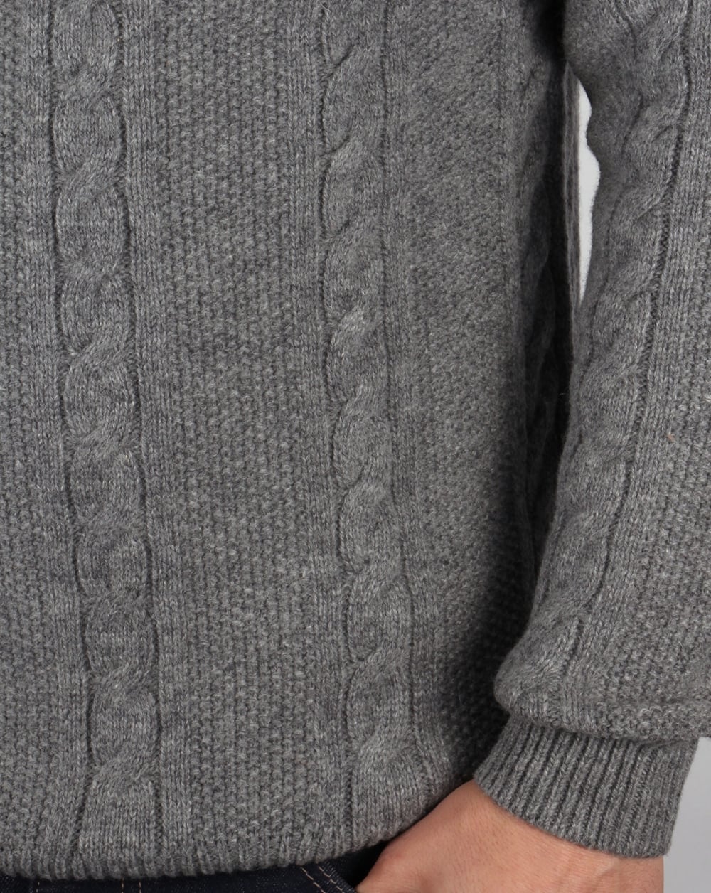 Lyle And Scott Cable Knit Lambswool Jumper Grey Marl