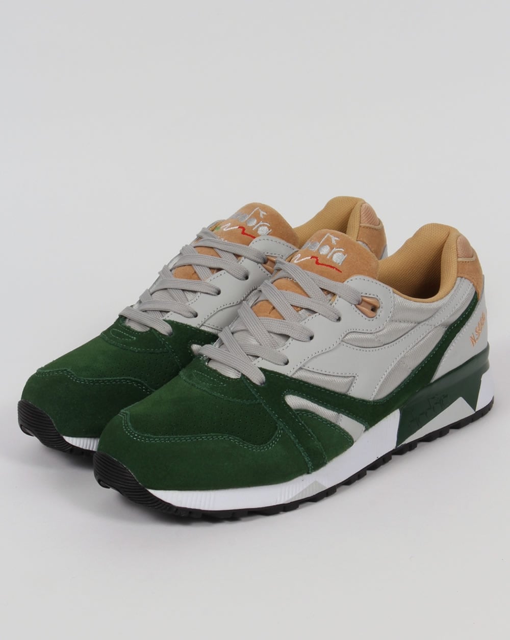 Diadora N9000 Double L Trainers Grey/Green
