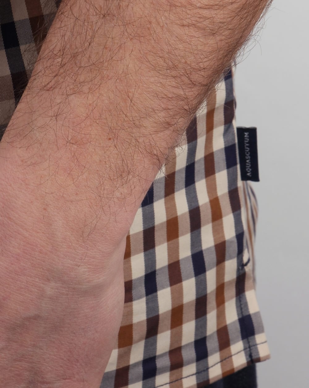 Aquascutum Emsworth Check Kurzarmhemd Vicuna