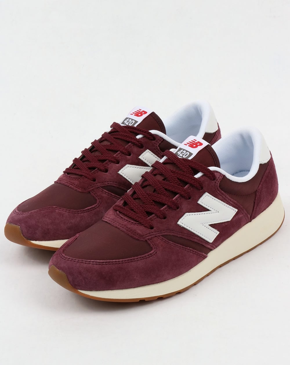 New Balance 420 Re-Engineered Suede Trainers Burgundy/White