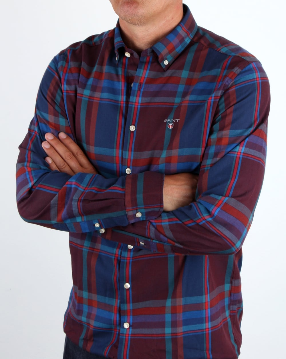 Gant Tech Prep Wool Big Check Shirt Port Red