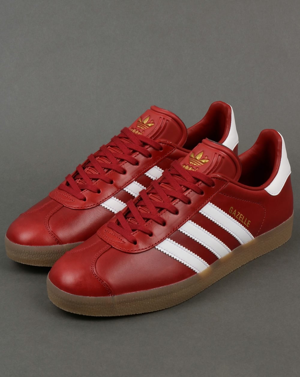 Adidas Gazelle Leder-Sneakers Oxblood Red/White/Gum