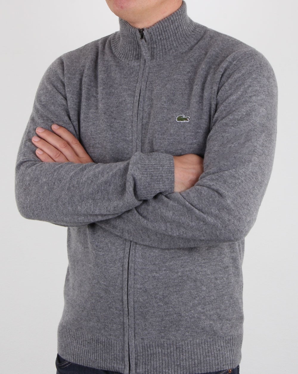 Lacoste Wool Full Zip Jumper Grey