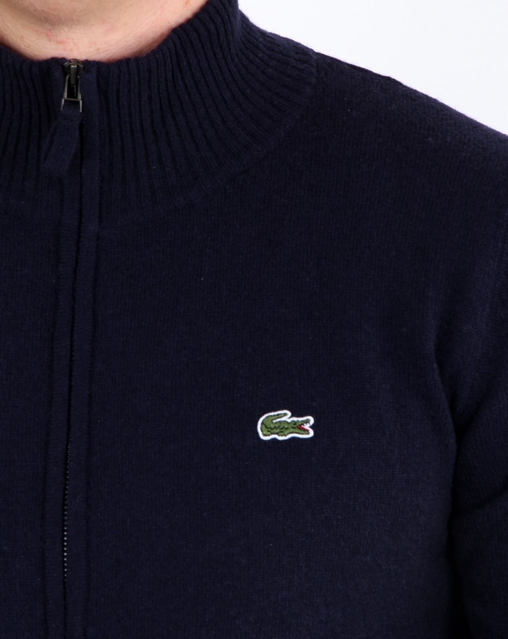 Lacoste Wool Full Zip Jumper Navy
