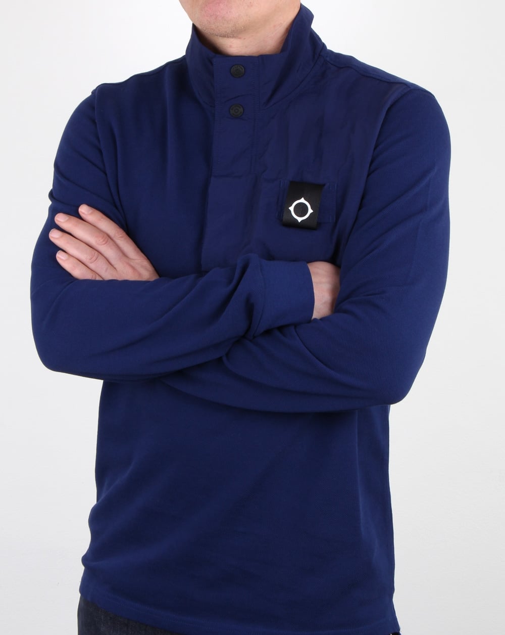 Ma.strum Pique Funnel Neck Dark Navy