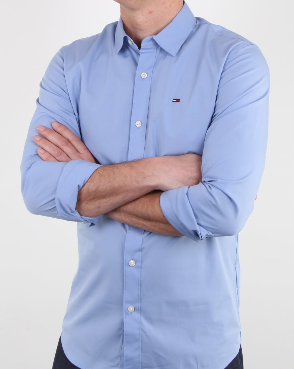 Tommy Hilfiger Cotton Stretch Shirt Deep Sky Blue