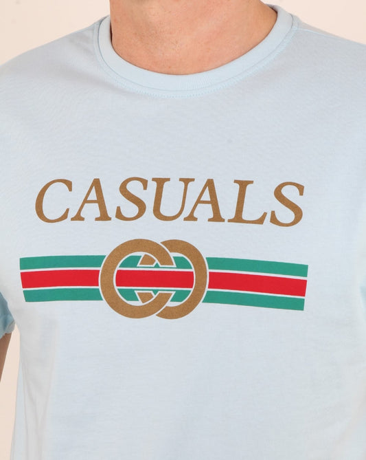 80s Casual Classics 80er Casual Classics Designer Casual T-Shirt Himmelblau