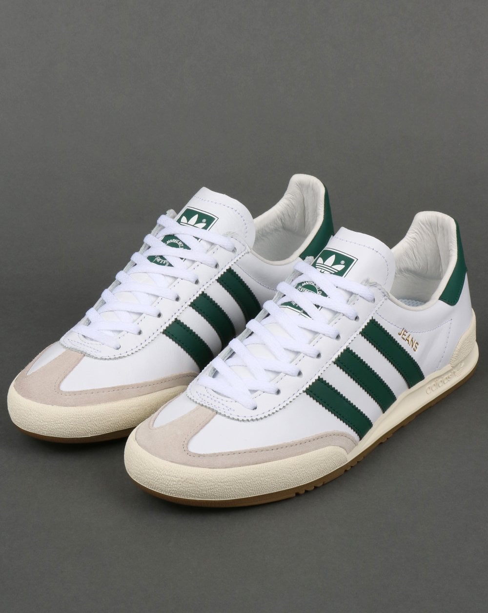 Adidas Jeans Leather Trainers White/Green