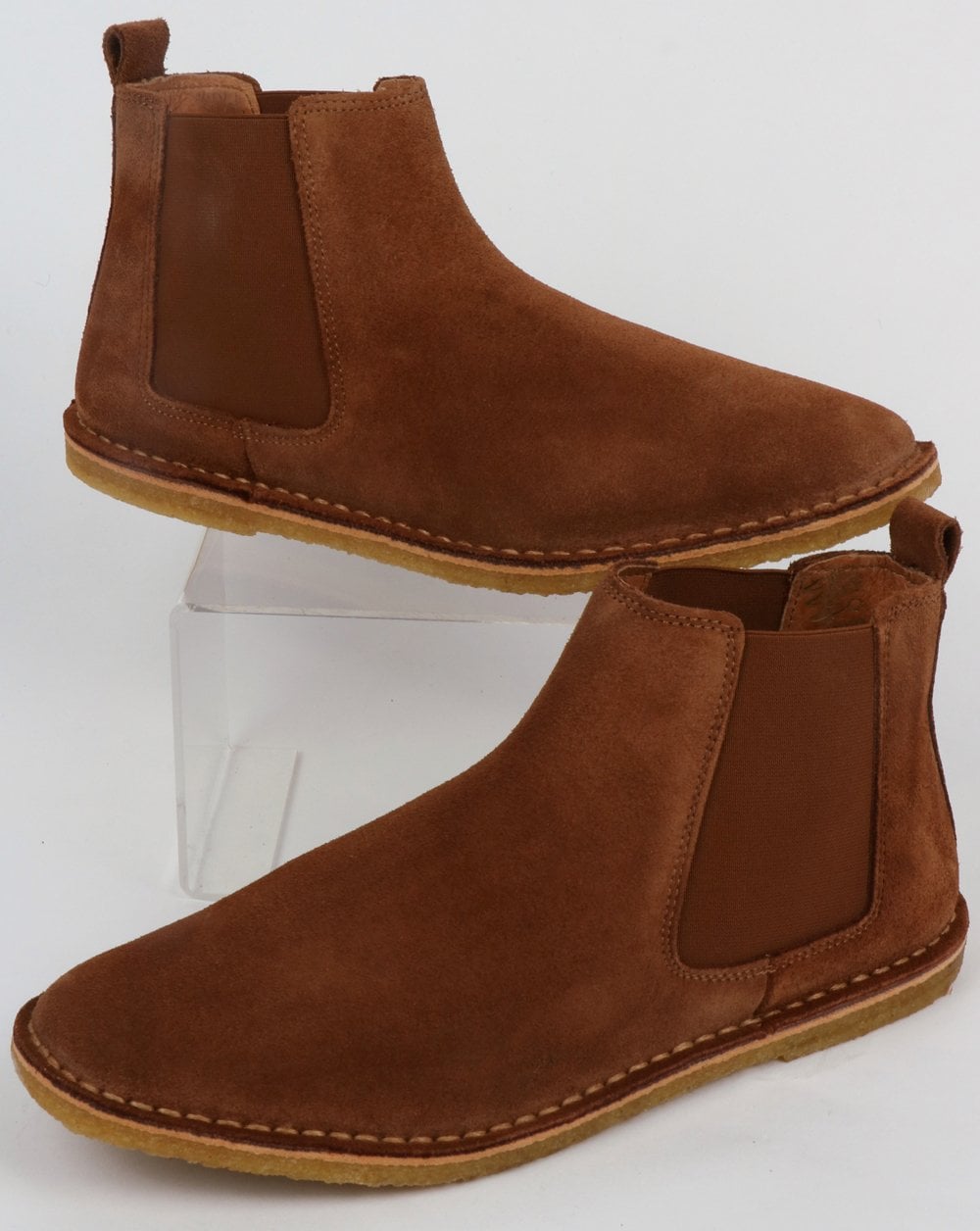 Pretty Green Suede Chelsea Boots Dark Tan
