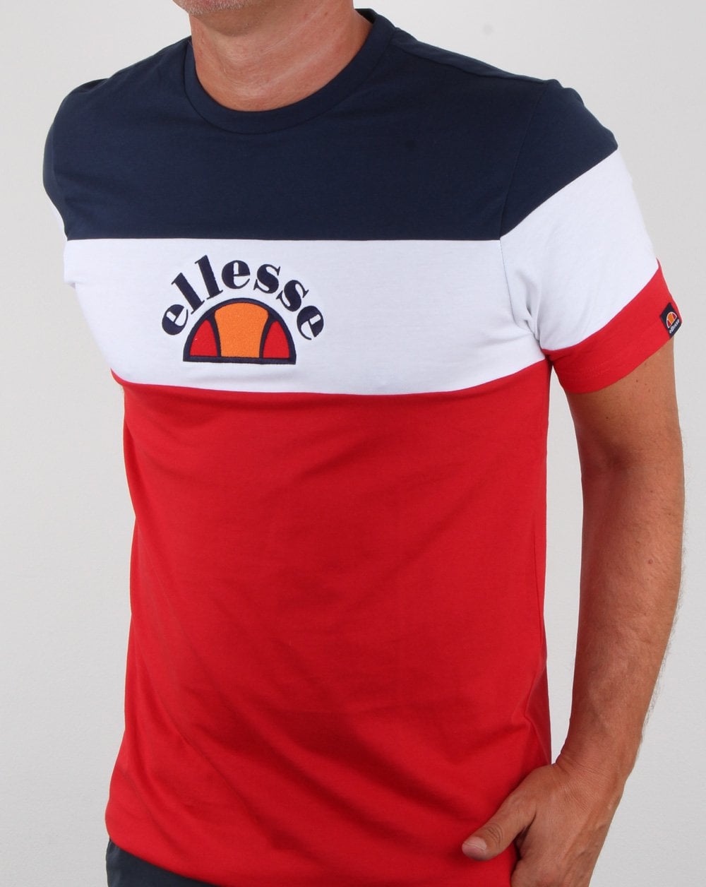 Ellesse Block T Shirt Red/navy/white