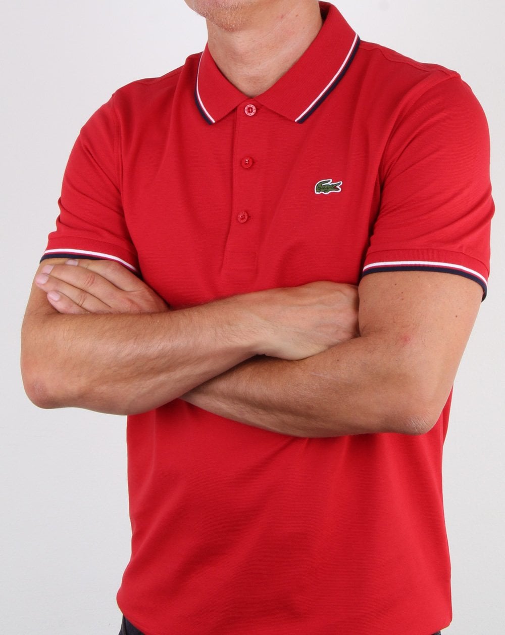 Lacoste Tipped Polo Shirt Red/navy