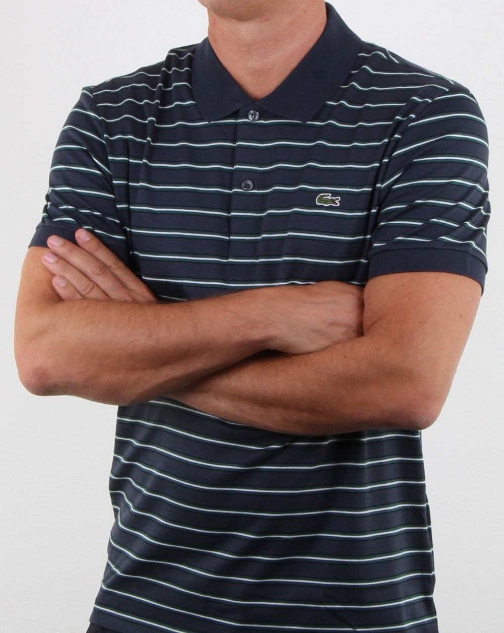 Lacoste Striped Polo Shirt Meridian Navy Blue