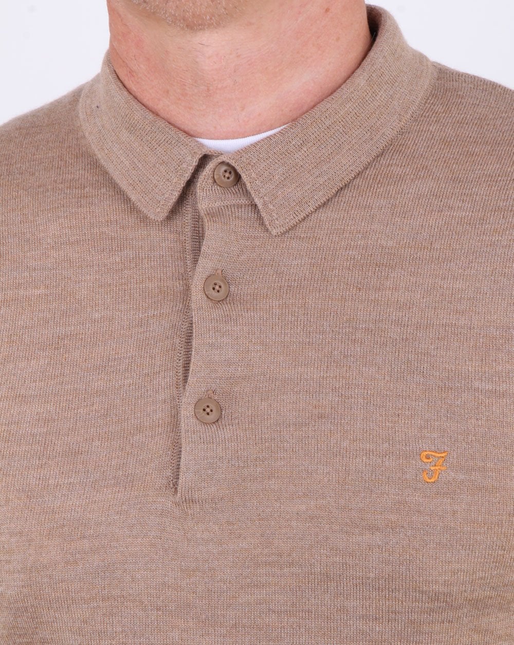 Farah Maidwell Knitted Polo Light Sand