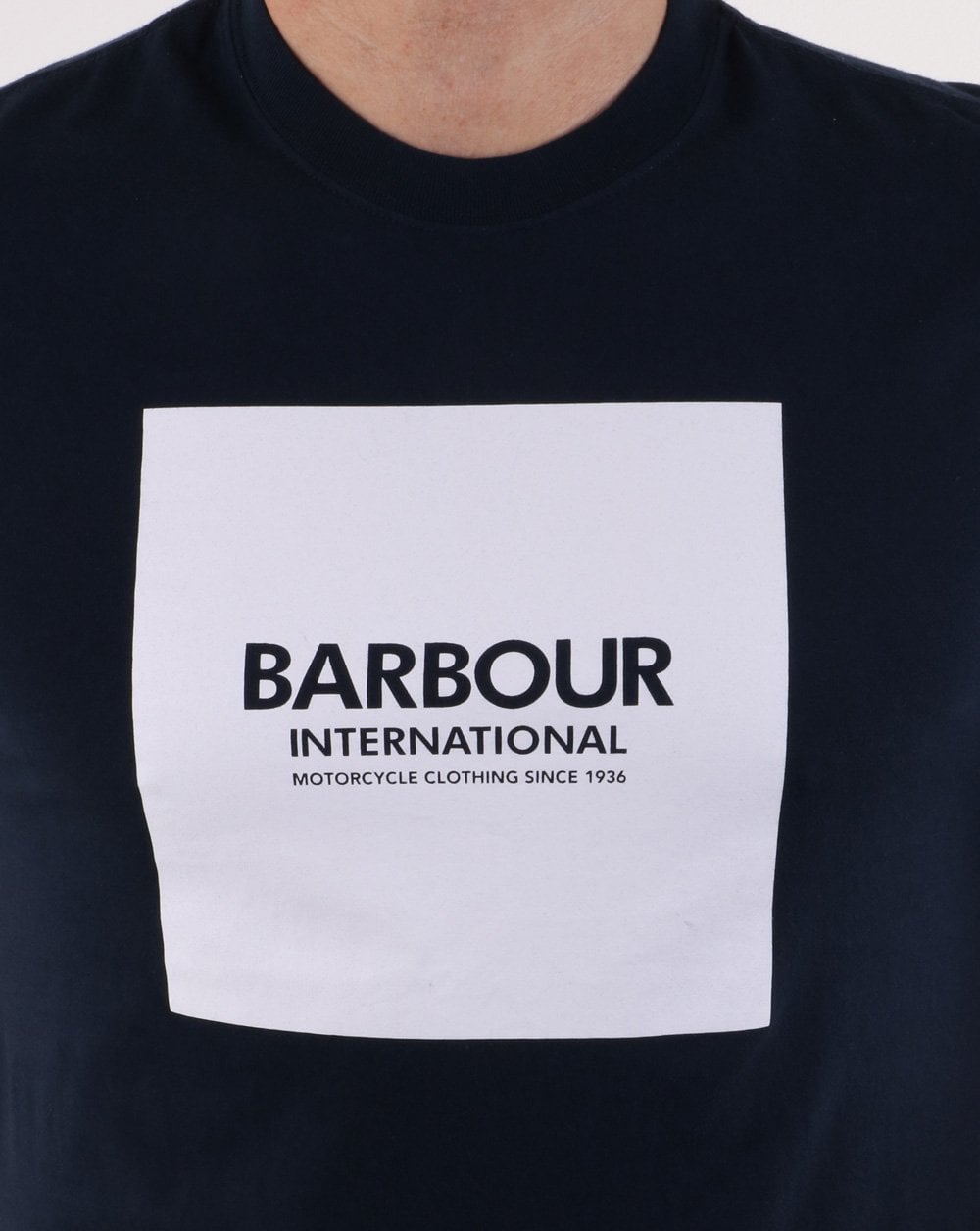 Barbour Block Square T'Shirt Navy - white