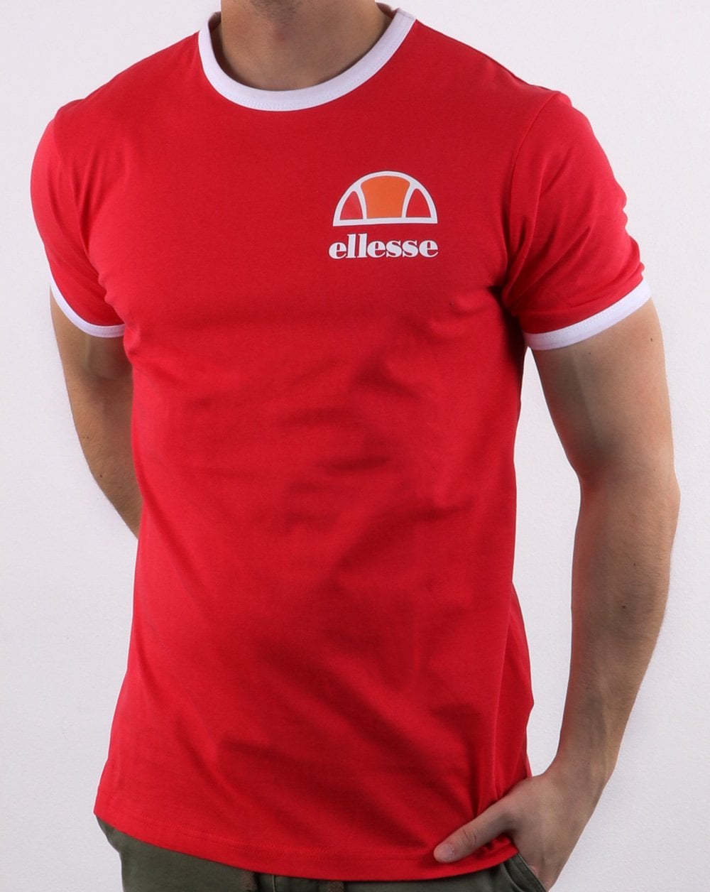 Ellesse Ringer T Shirt Red