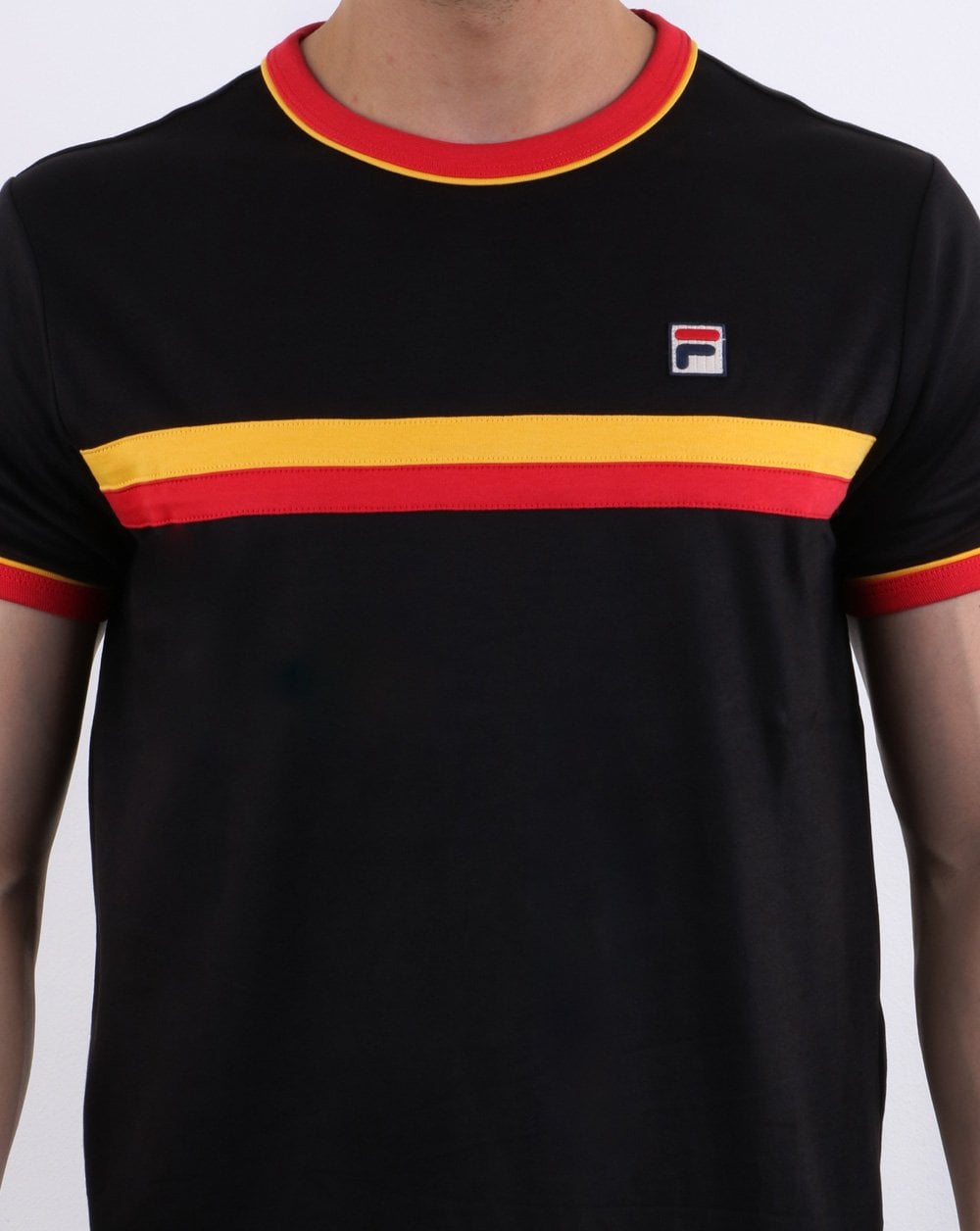 Fila Vintage Razee T Shirt Black/Red/Gold