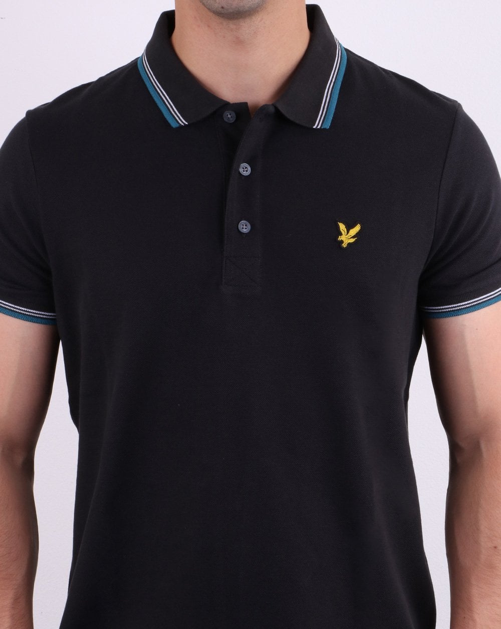 Lyle And Scott Tipped Polo Shirt Black/Petrol