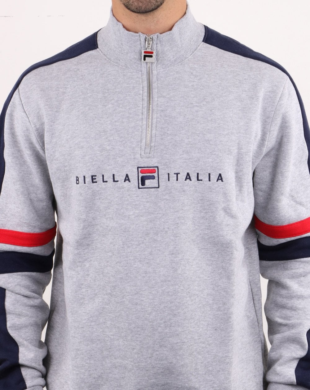 Fila Vintage Romolo 1/4 Zip Sweatshirt Light Grey Marl