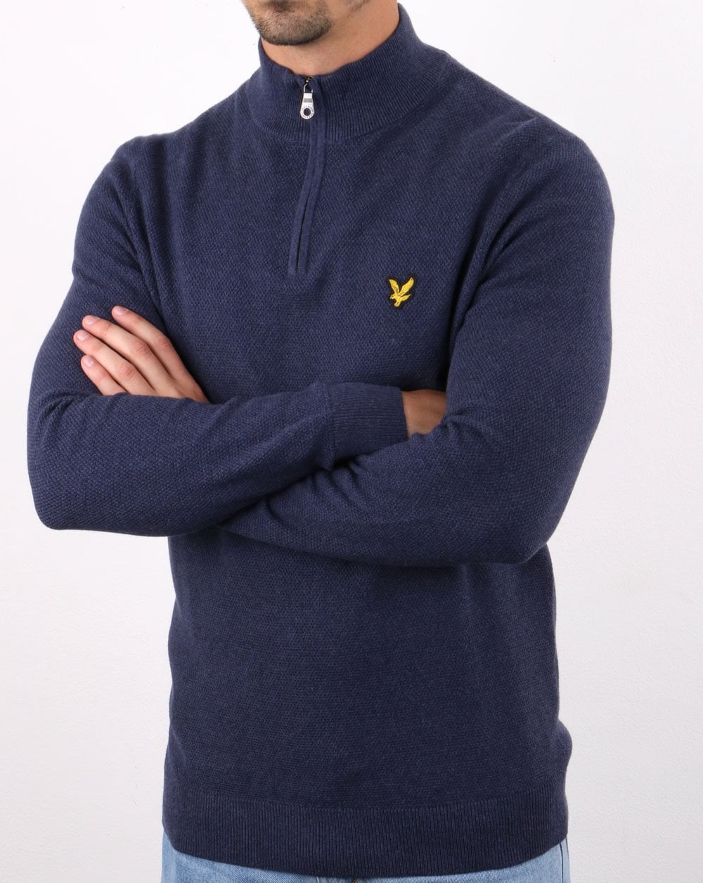 Lyle And Scott Quarter Zip Jumper Dark Navy