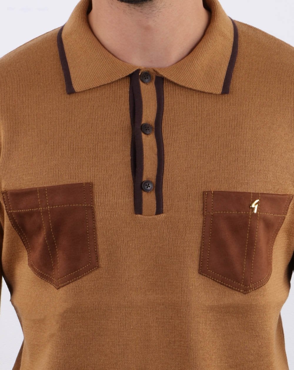 Gabicci Vintage Hatchet Polo Shirt Toffee