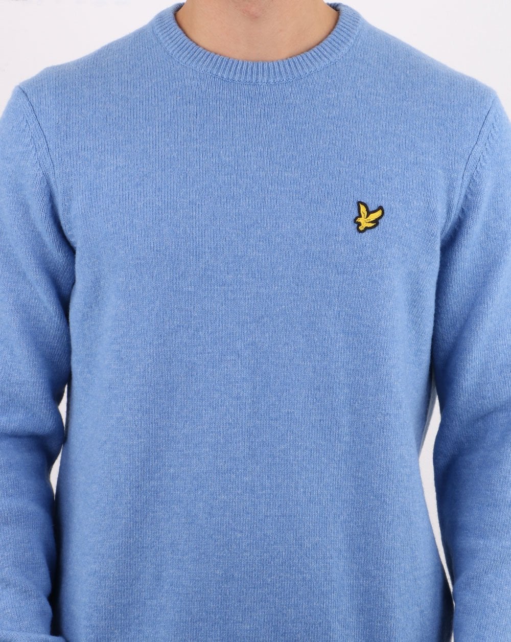 Lyle And Scott Crew Neck Lambswool Blend Jumper Stone Blue