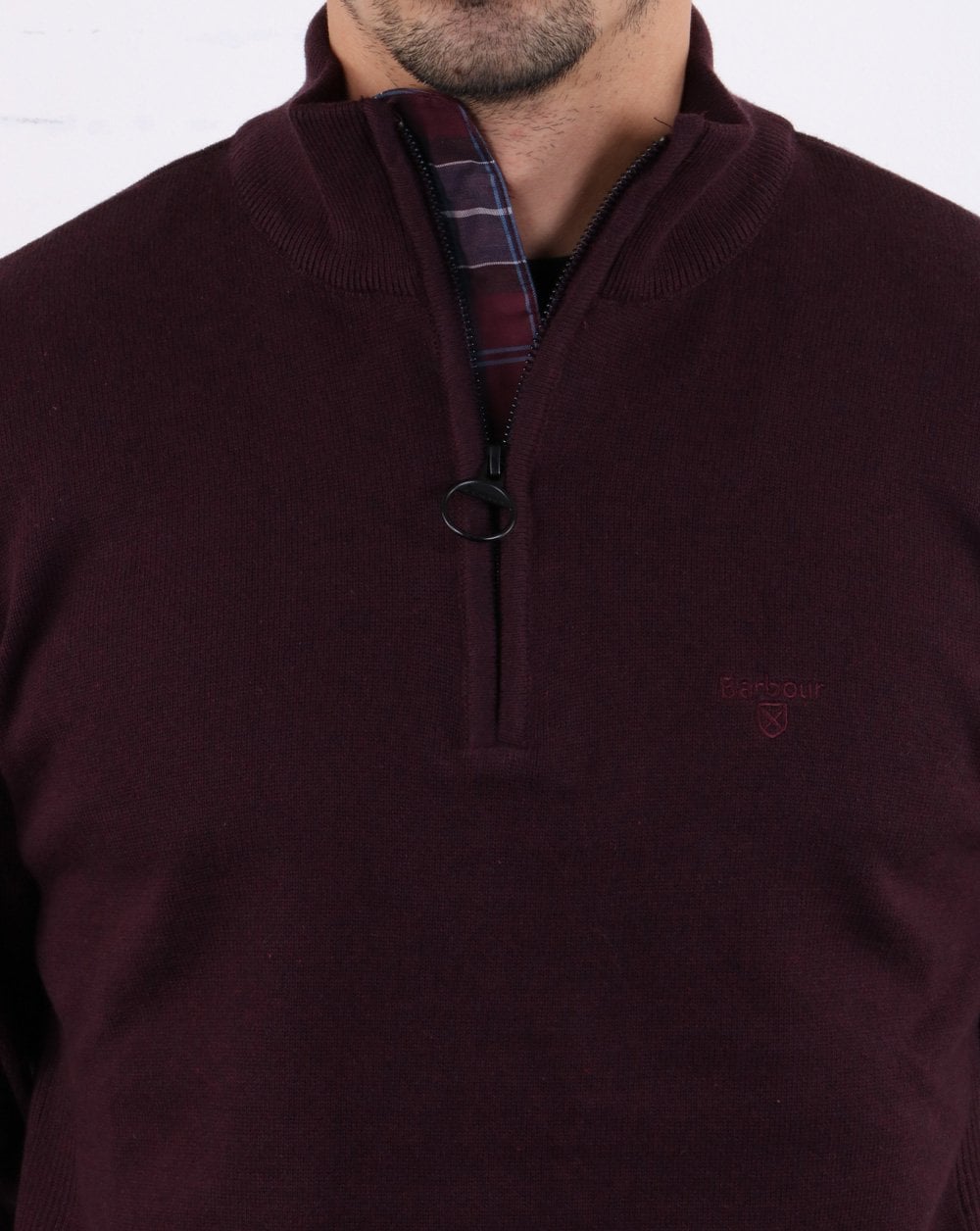 Barbour Half Zip Jumper Burgundy