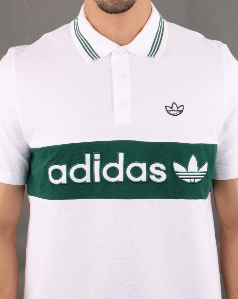 Adidas Originals Stripe Polo Shirt White/Green