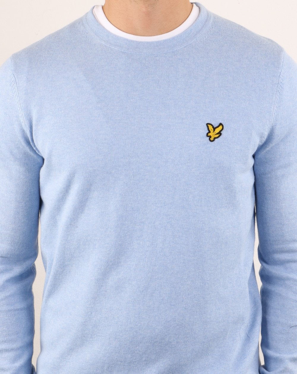 Lyle And Scott Cotton Merino Crew Jumper Pool Blue