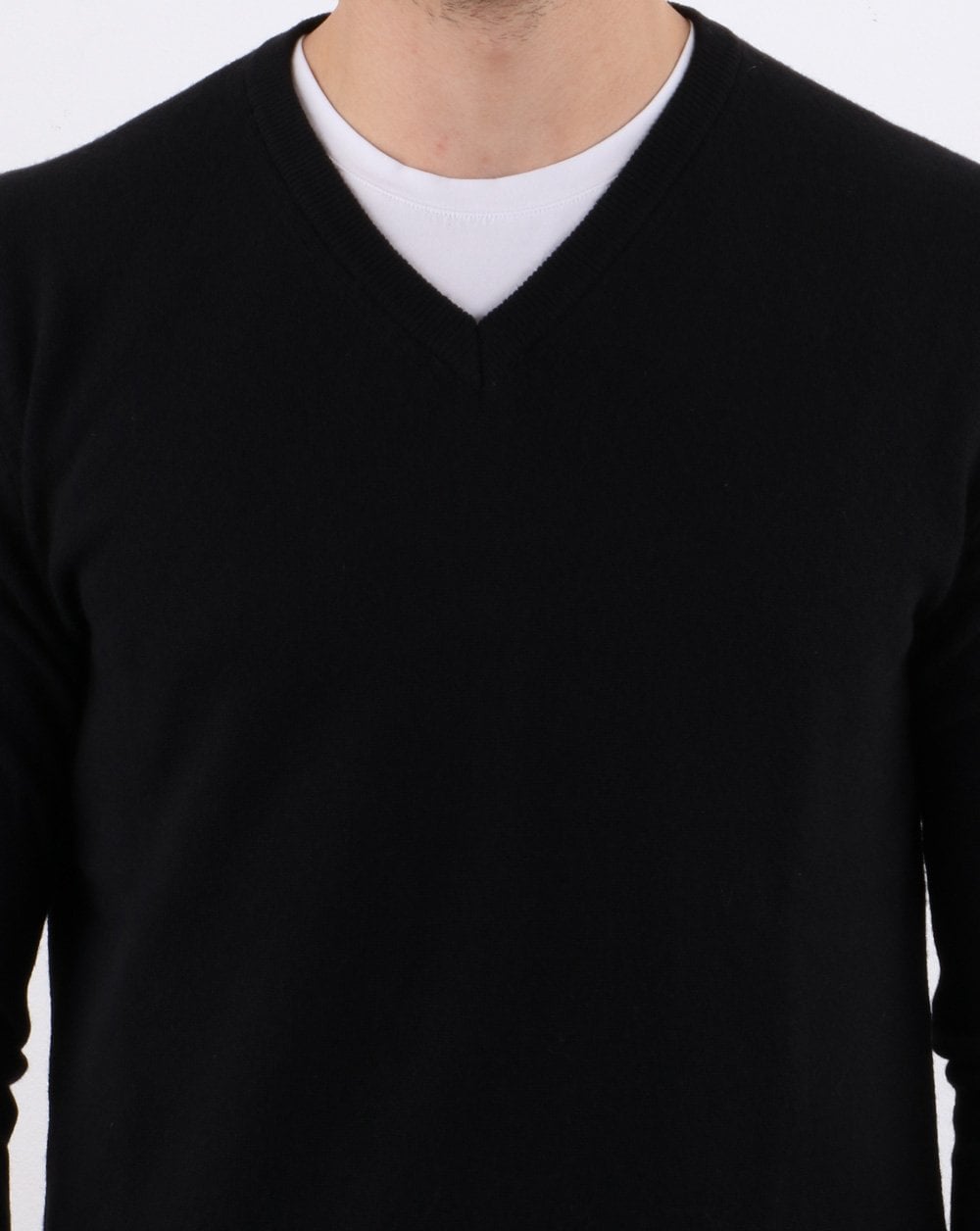 Benetton Merino Wool V-Neck Jumper Black
