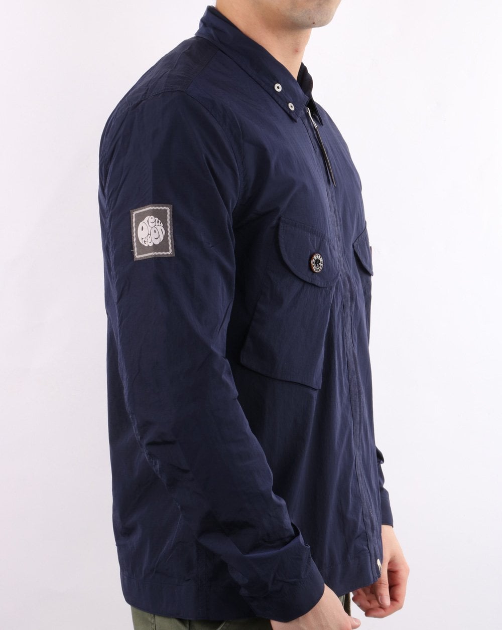 Pretty Green Metal Zip Jacket Navy