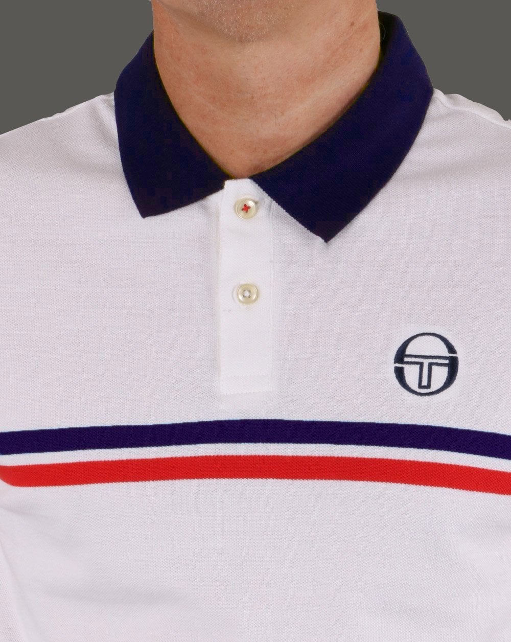 Sergio Tacchini Supermac Polo Shirt White/Navy/Red