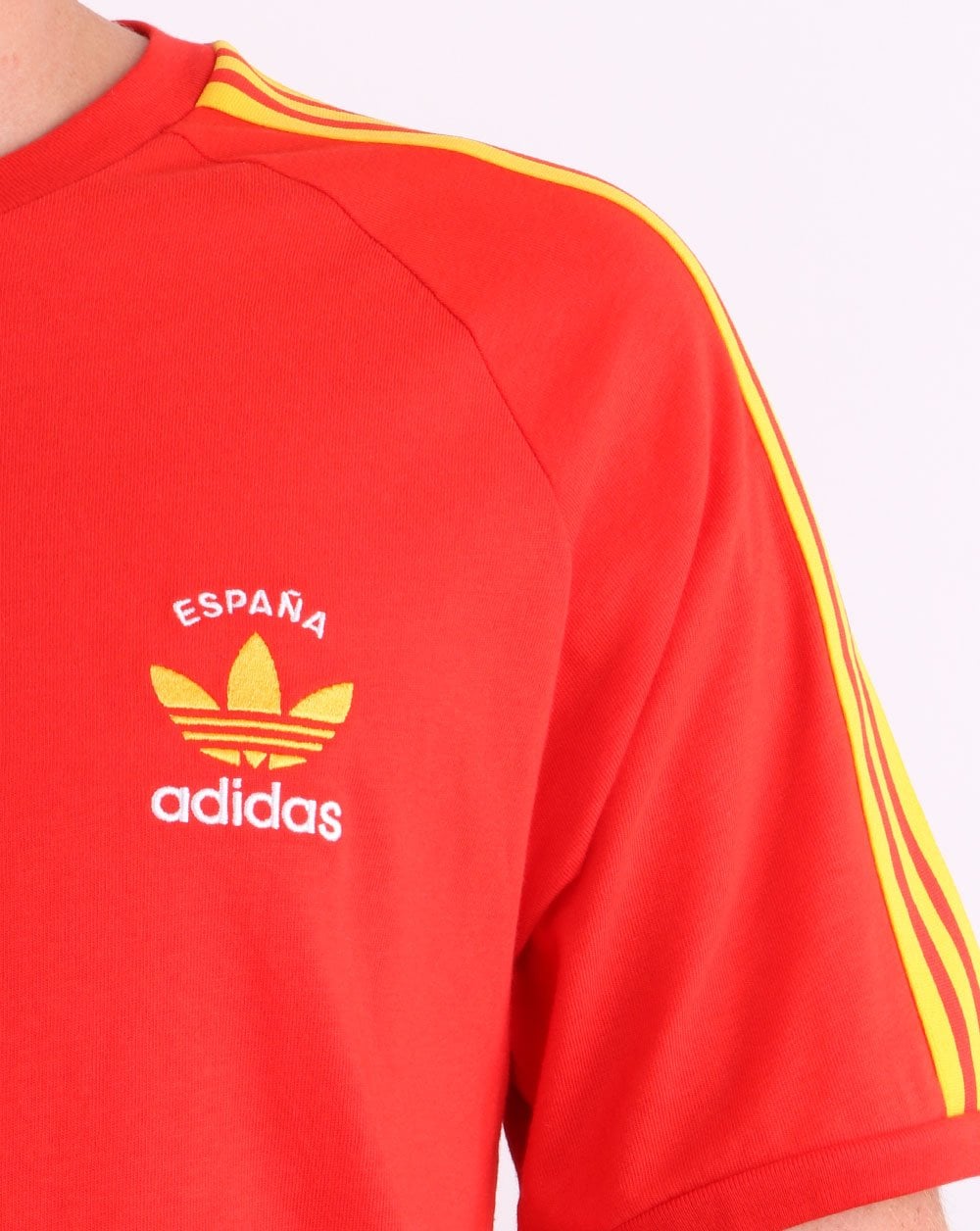 Adidas Originals 3 Stripes Espana T Shirt Red/Yellow