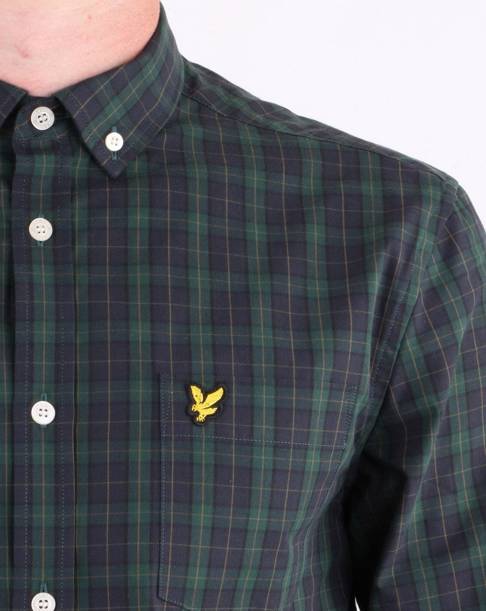 Lyle And Scott Check Poplin Shirt Navy/Jade Green