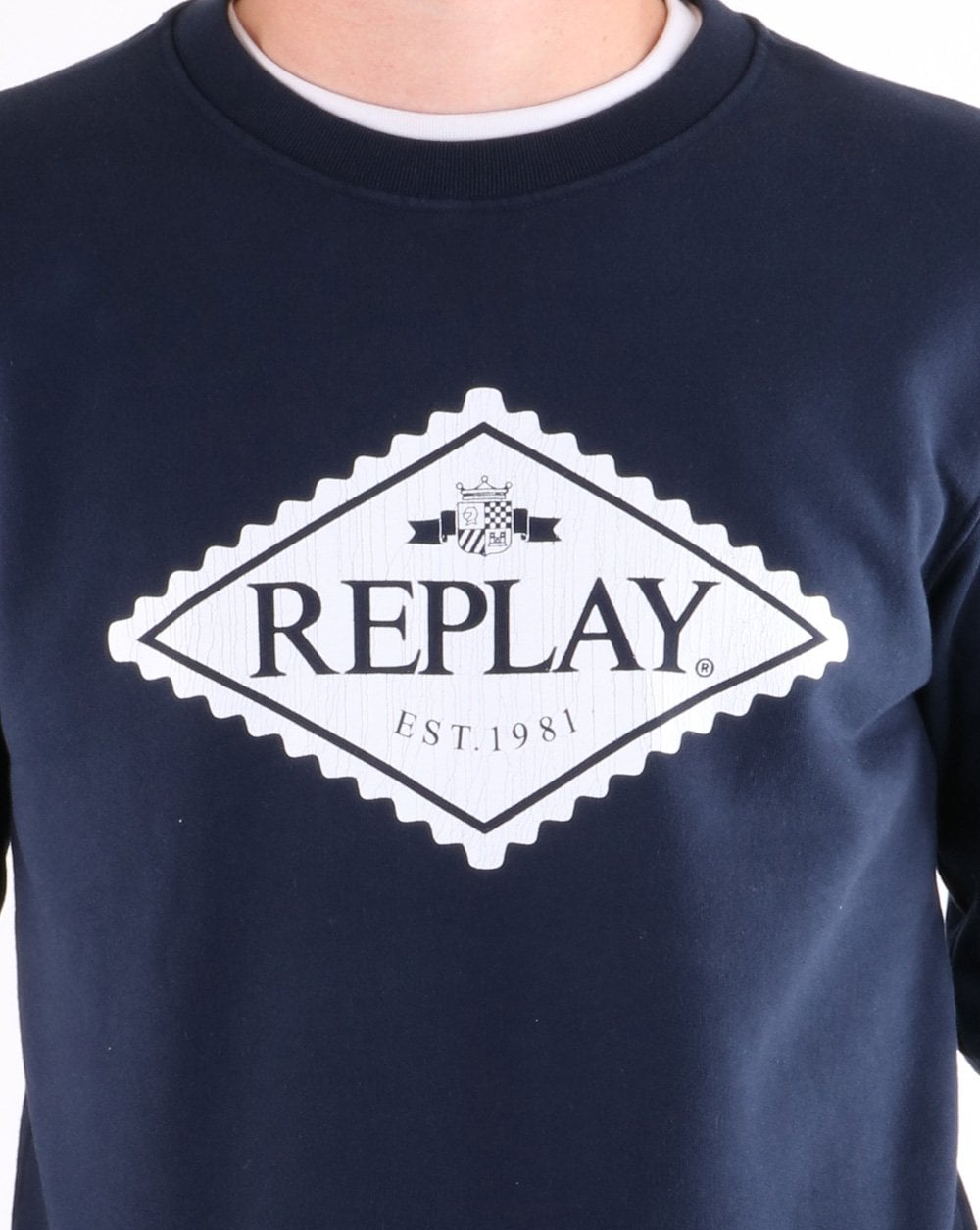 Replay Logo Sweatshirt Navy