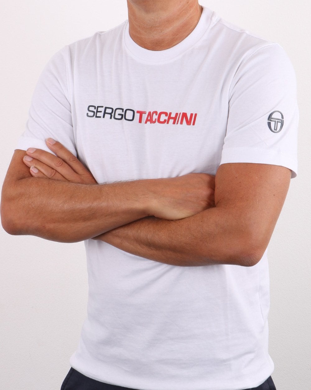 Sergio Tacchini Linear Logo T Shirt White/Navy/Red