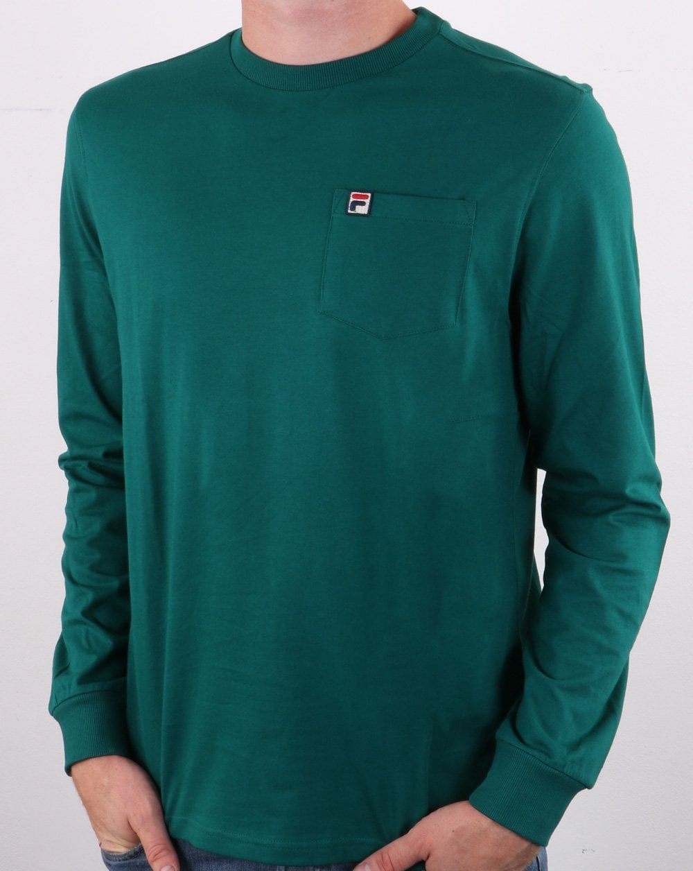 Fila Vintage Long Sleeve Pocket T Shirt Green