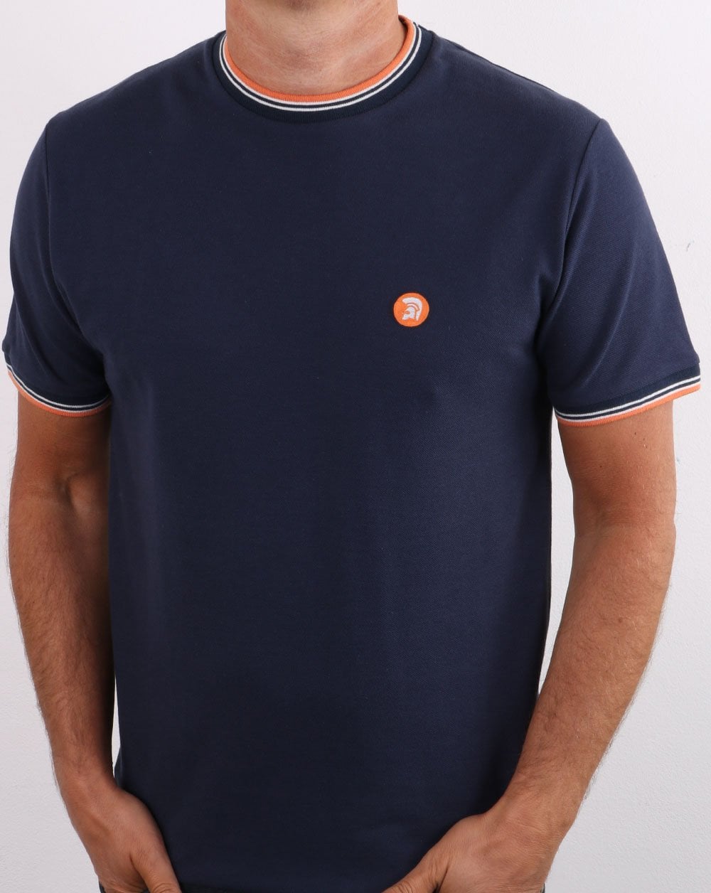 Trojan Tipped Pique T-shirt Navy
