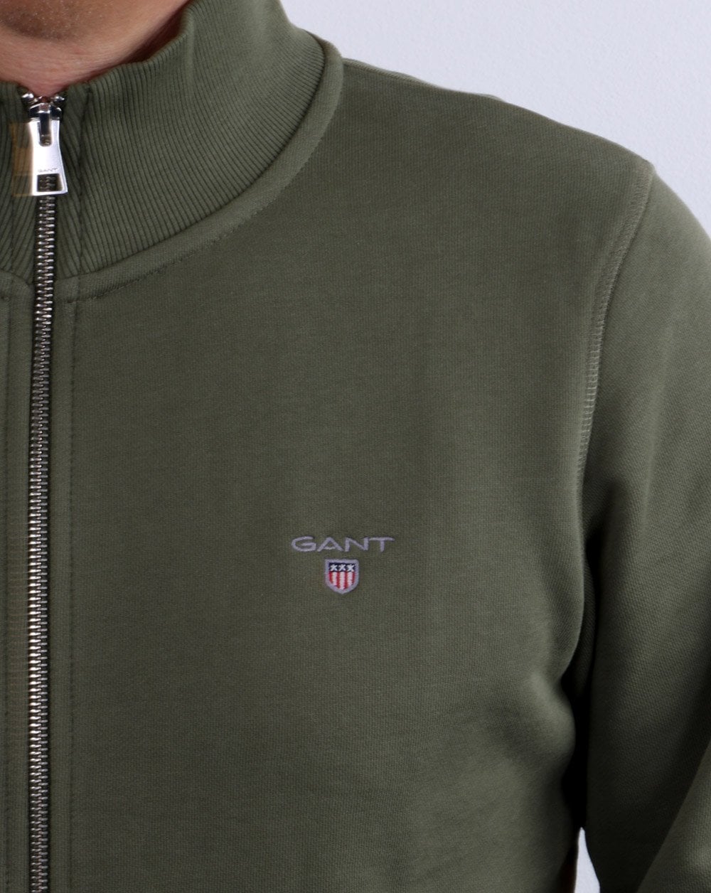 Gant Full Zip Sweatshirt Olive Green