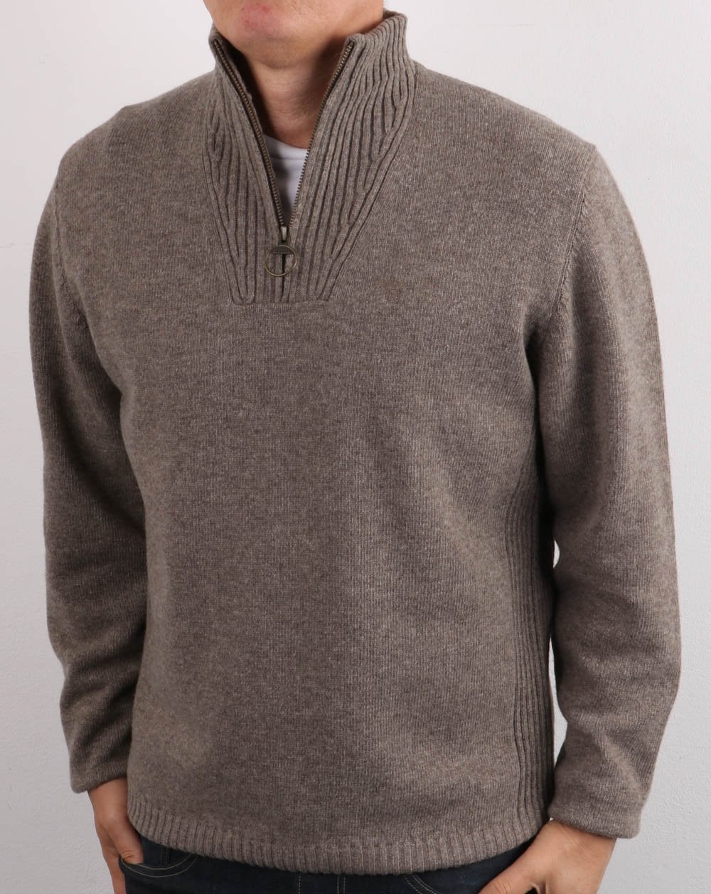 Barbour Lambswool Half Zip Dark Stone