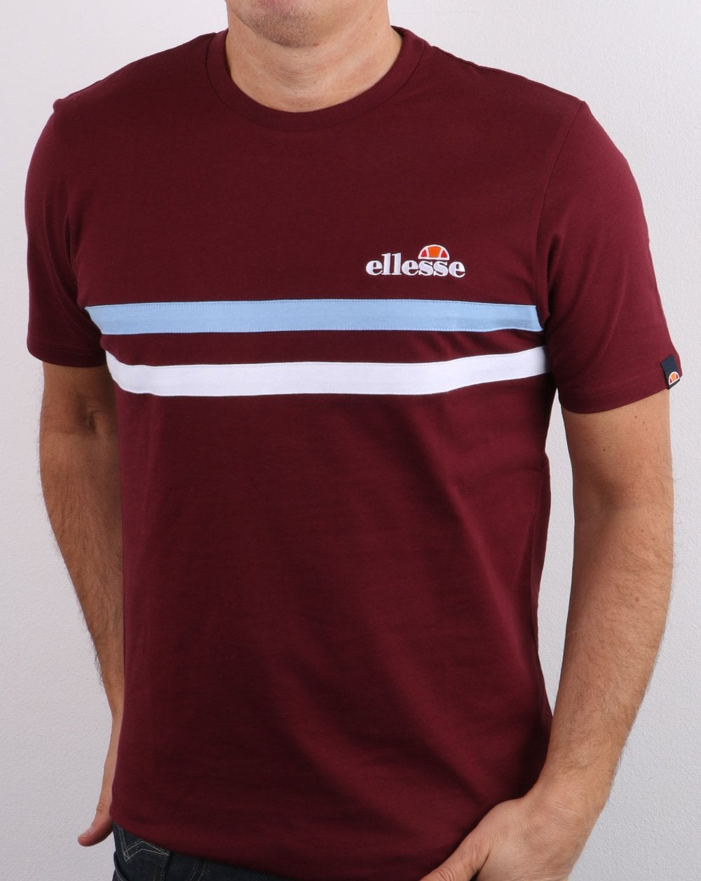 Ellesse Aprisio T Shirt Burgundy/Sky/White