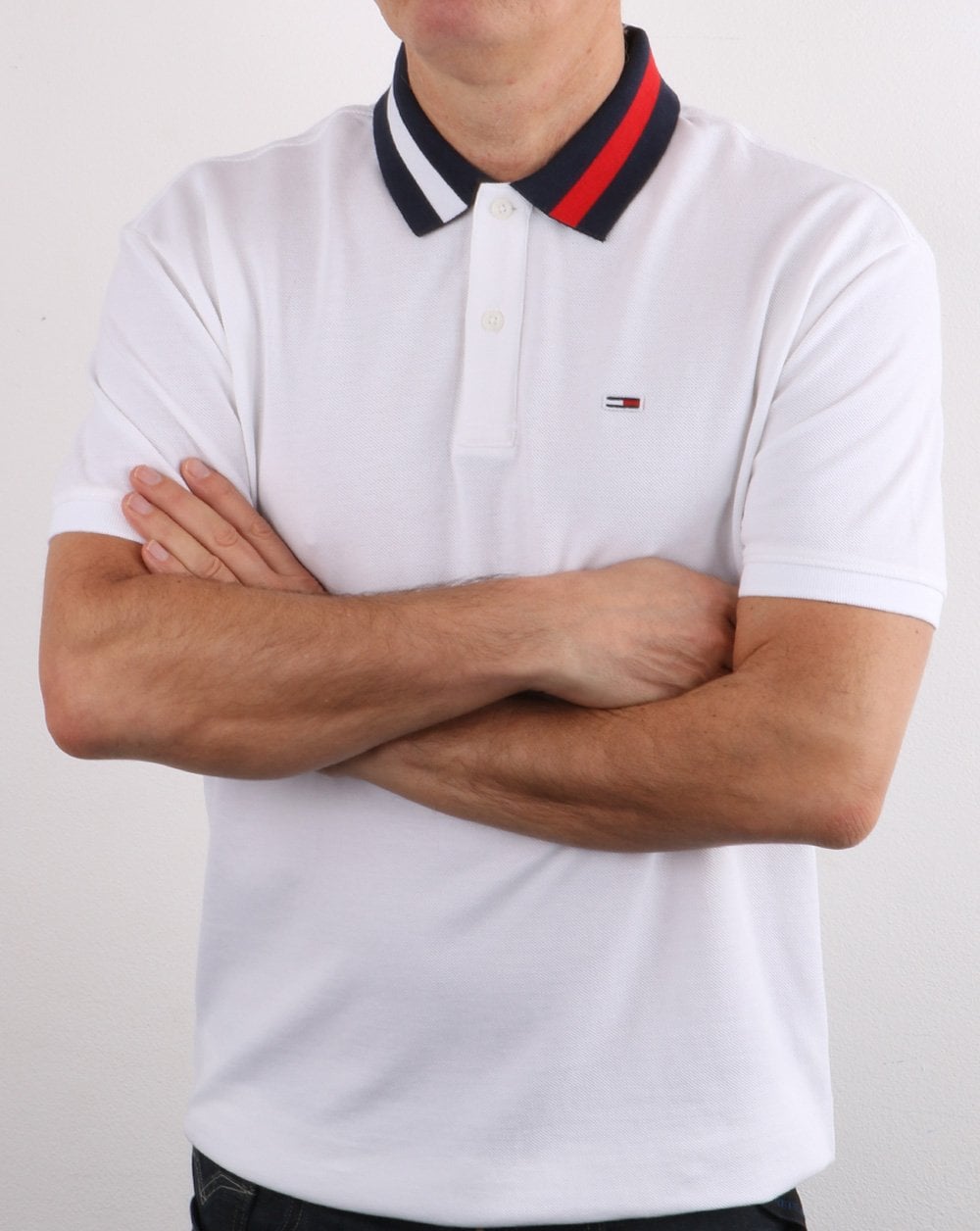 Tommy Hilfiger Flag Neck Polo Shirt White