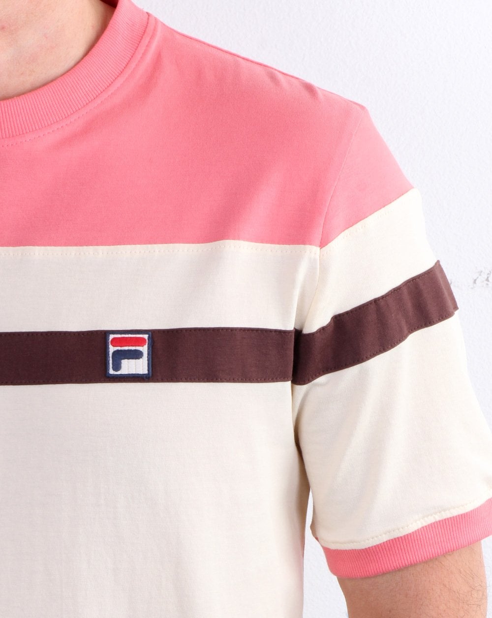 Fila Vintage Sten T Shirt Cream/Brown/Coral
