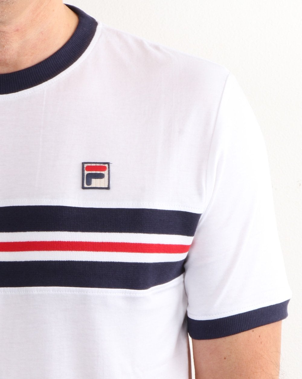 Fila Vintage Chest Stripe T Shirt White