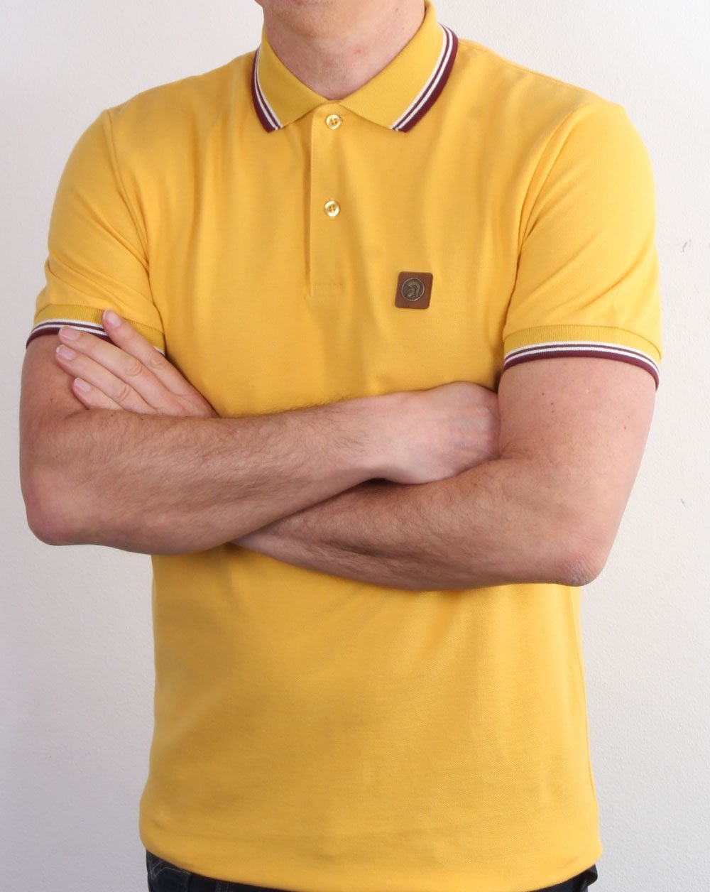 Trojan Tipped Pique Polo Shirt Mustard