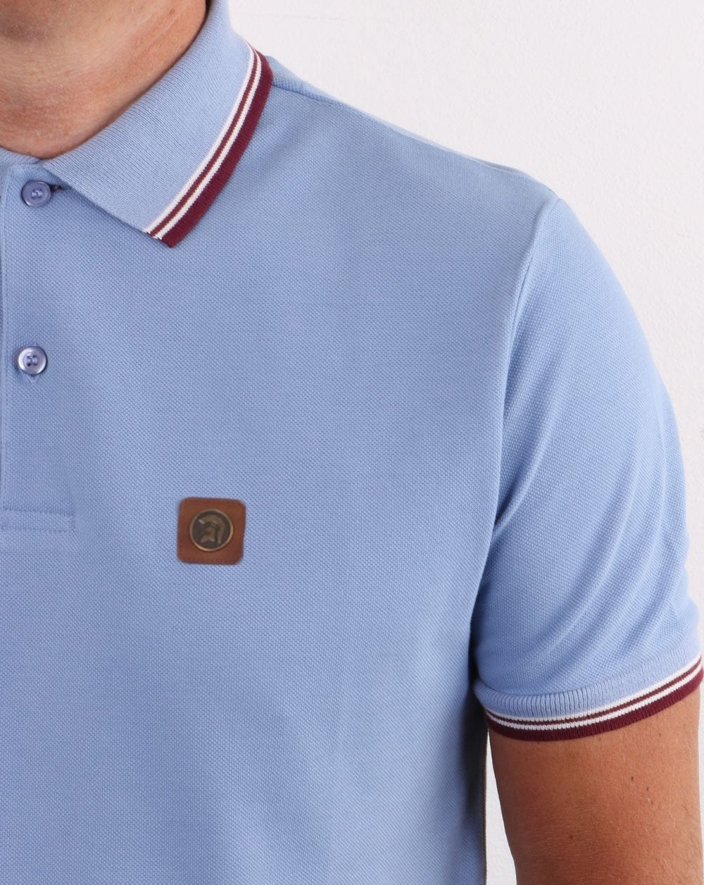 Trojan Tipped Pique Polo Shirt Sky