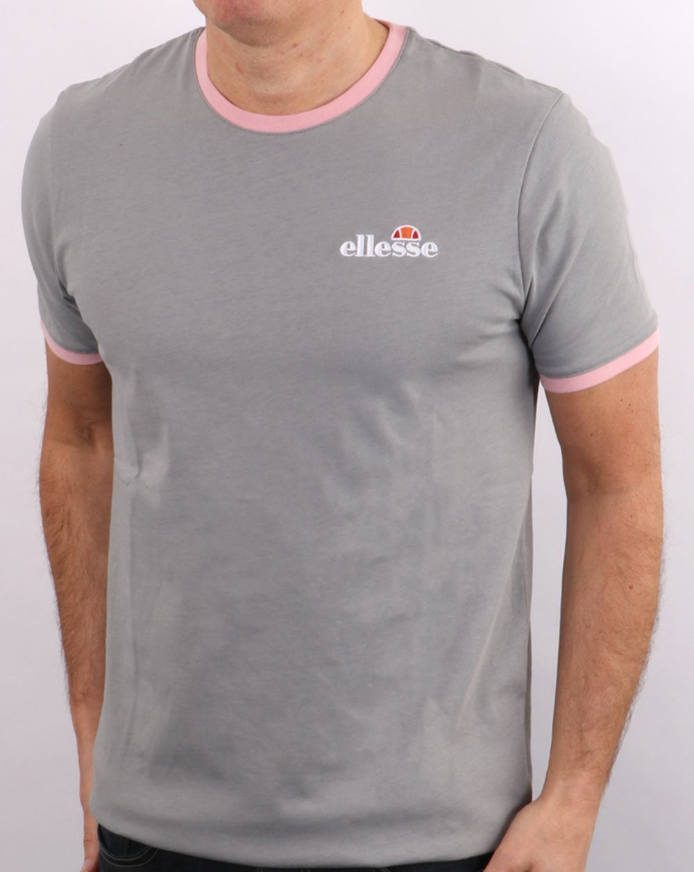 Ellesse Ringer T Shirt Grey/pink