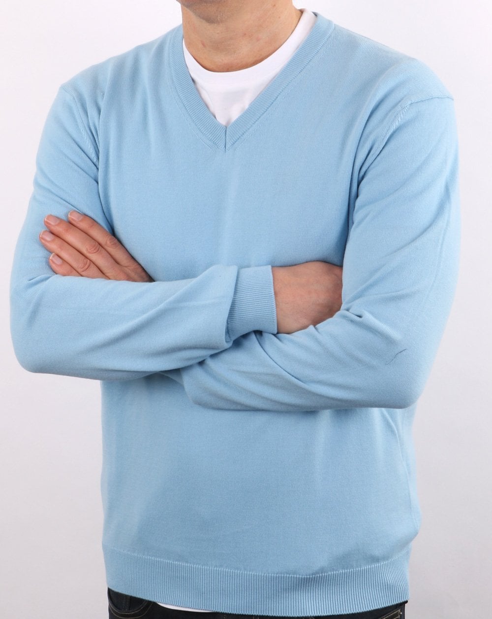 Benetton V-neck Knit Jumper Sky